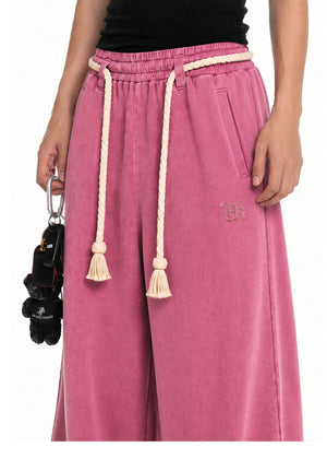 Rose Dust Rope Wide-Leg Sweatpants