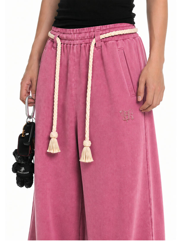 Rose Dust Rope Wide-Leg Sweatpants
