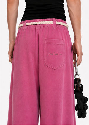 Rose Dust Rope Wide-Leg Sweatpants