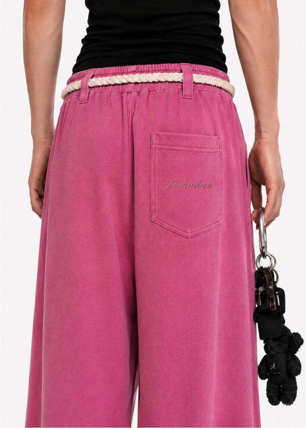 Rose Dust Rope Wide-Leg Sweatpants