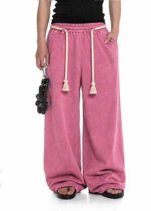 Rose Dust Rope Wide-Leg Sweatpants