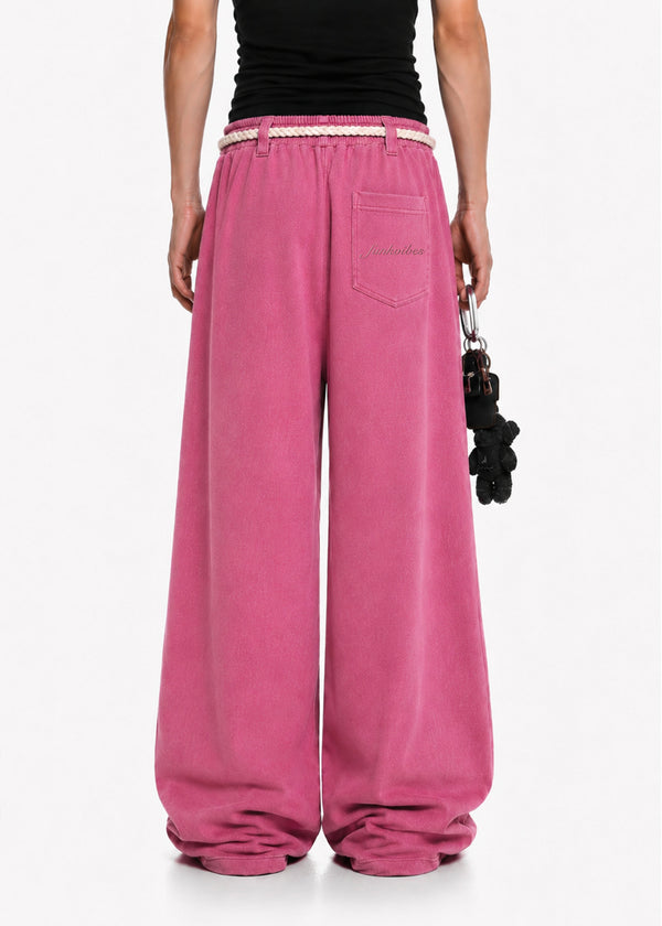 Rose Dust Rope Wide-Leg Sweatpants